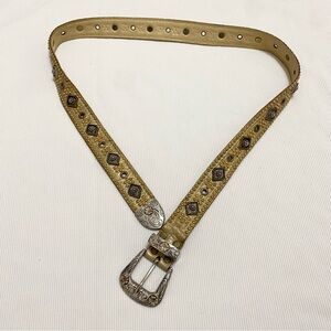 Sand Castle USA Vintage Western Tan Embellished Studded Soft Leather Belt